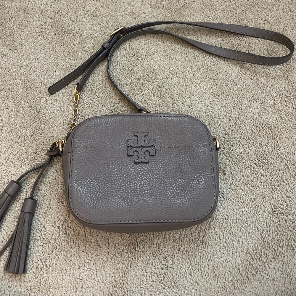 Used Tory Burch Dove Gray McGraw Camera Crossbody Bag